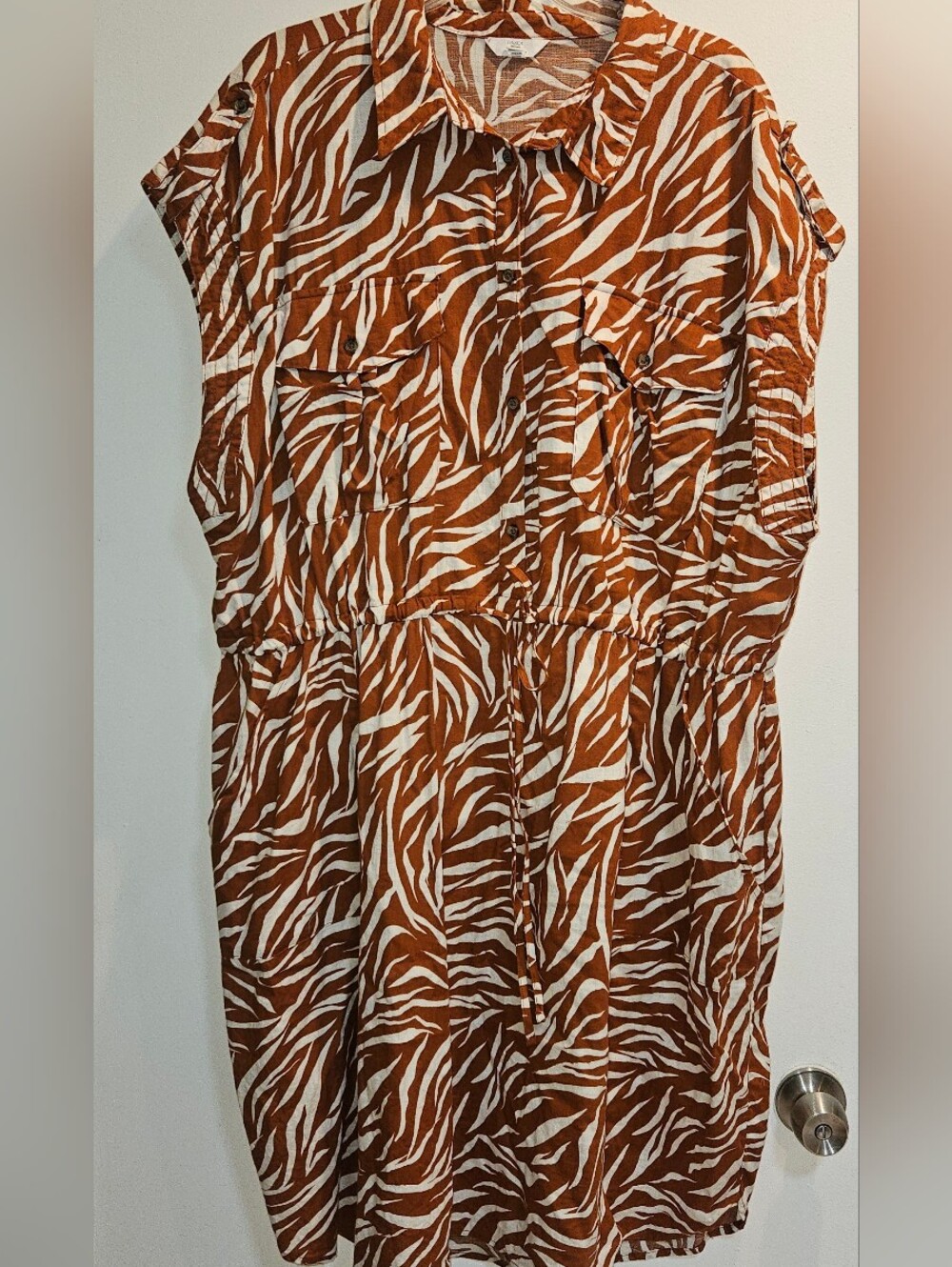Brown and White Zebra Print Shirt Dress Sz 4x